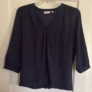 Navy Blue Polka Dot Women's Top